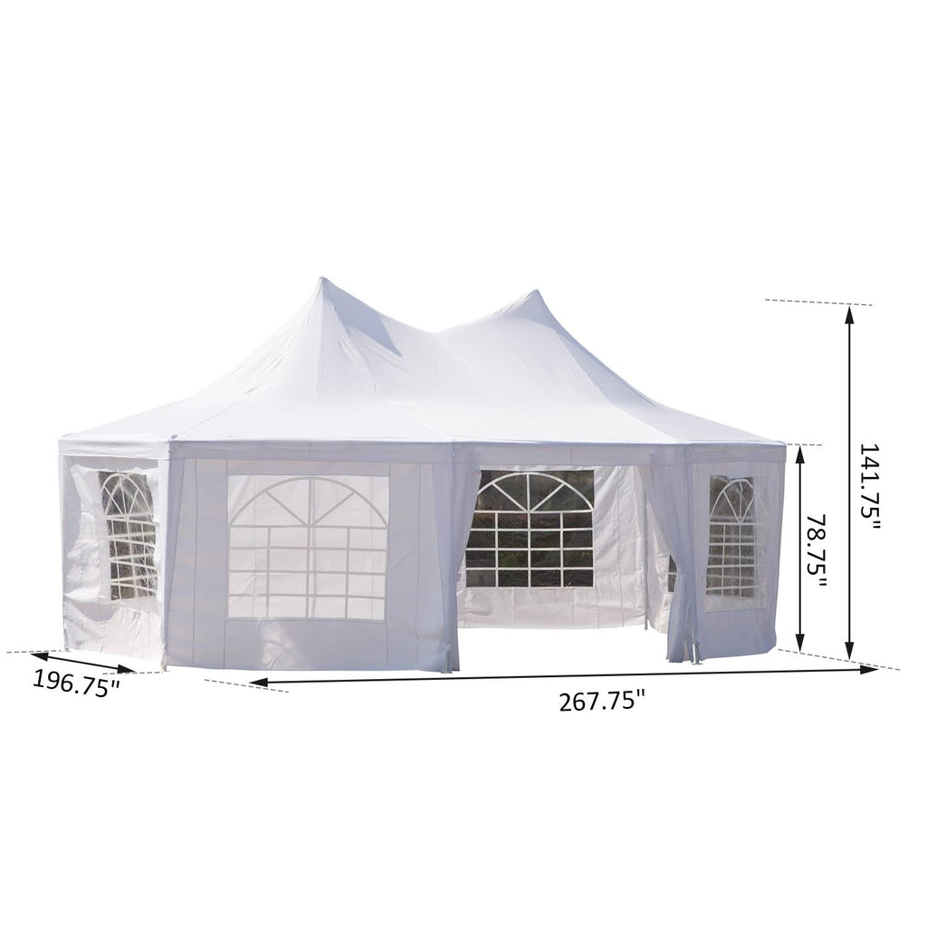 White Octagon 8-Wall Party Canopy Gazebo Tent F4932