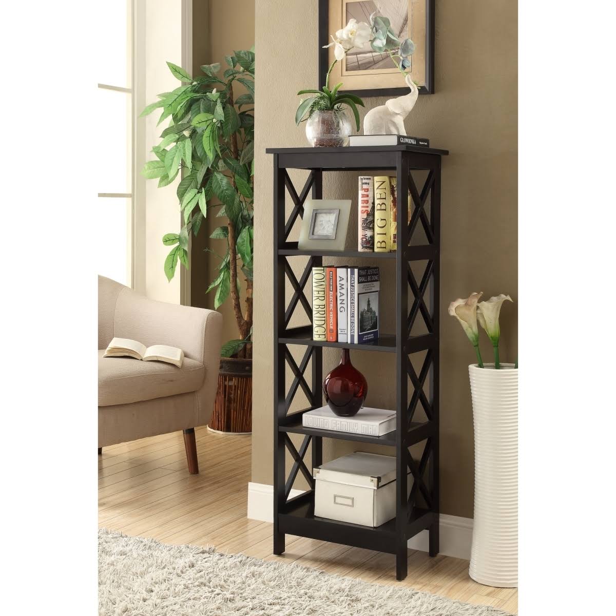 Black 4-Tier Bookcase Y535