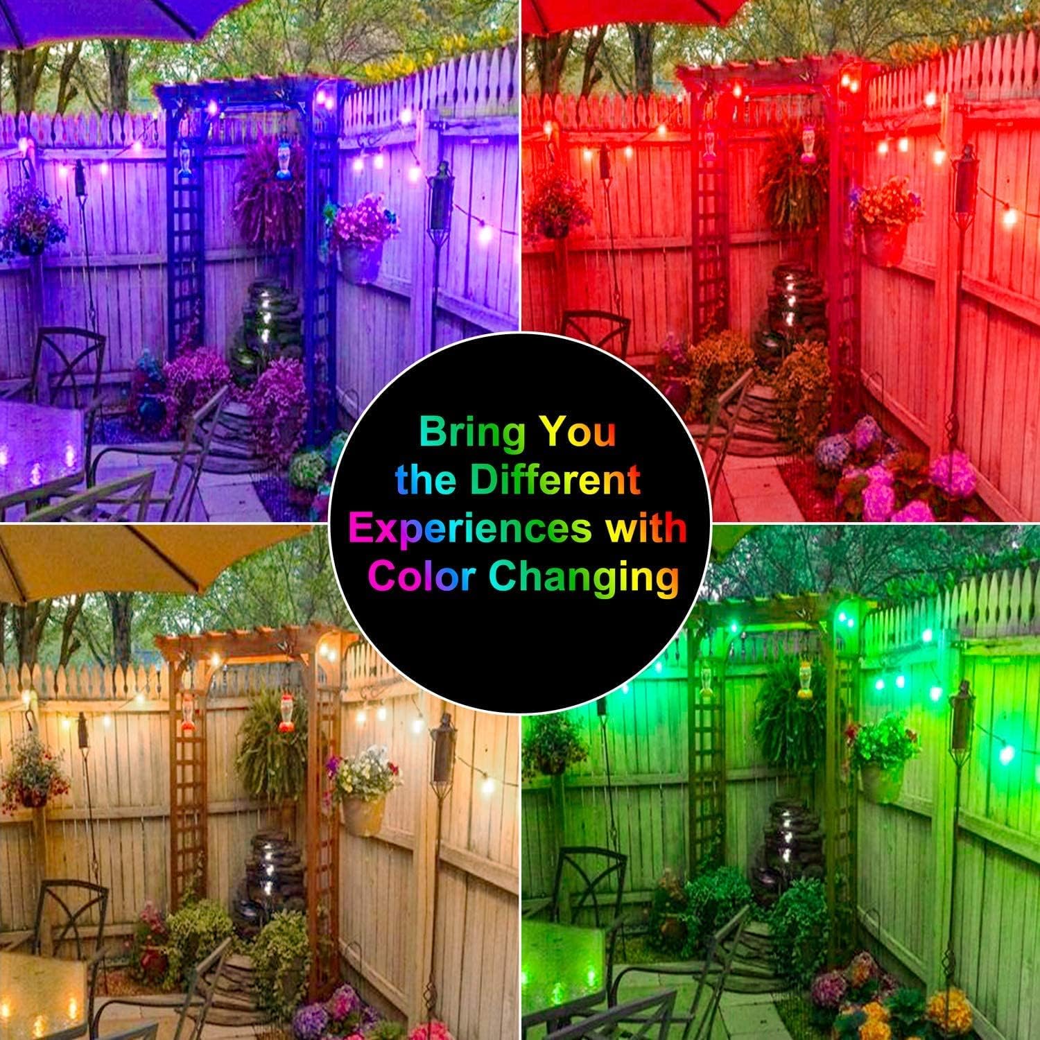 2-Pack 48FT Outdoor RGB String Lights with 30+5 E26 Shatterproof Edison Bulb Dimmable J90602